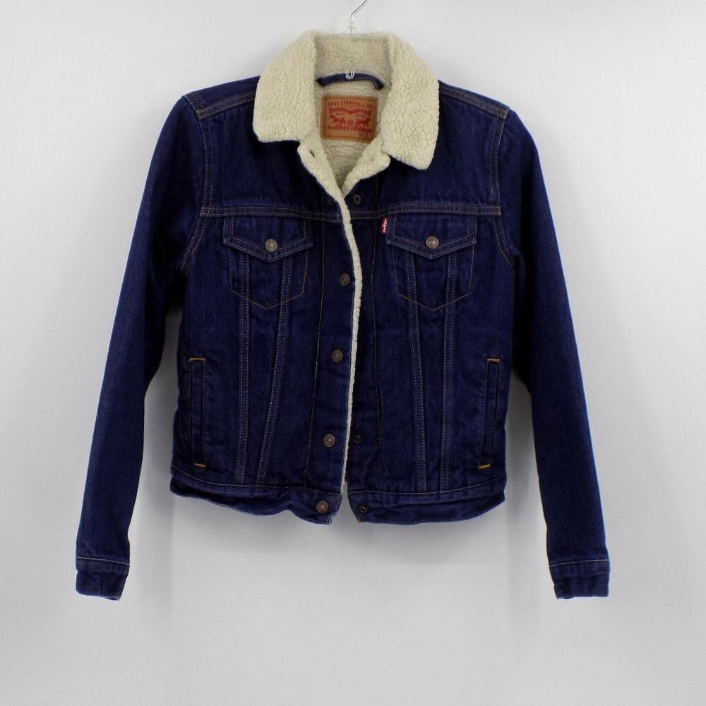Levi's Jean Jacket Size Small Shepherd Lined Denim Dark Blue